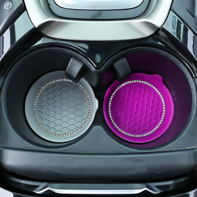 Non-slip Water Cup Pad Car Coaster Diamond Rhinestone Bling Decoration Anti-skid Rubber Cup Bottle Mat Accessories