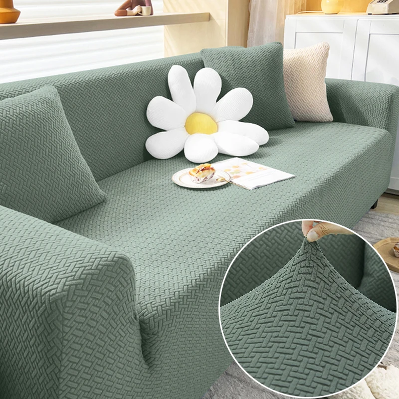 Spandex Jacquard 3-Piece L/U Shaped Sofa Covers With Corner Covers main image 0