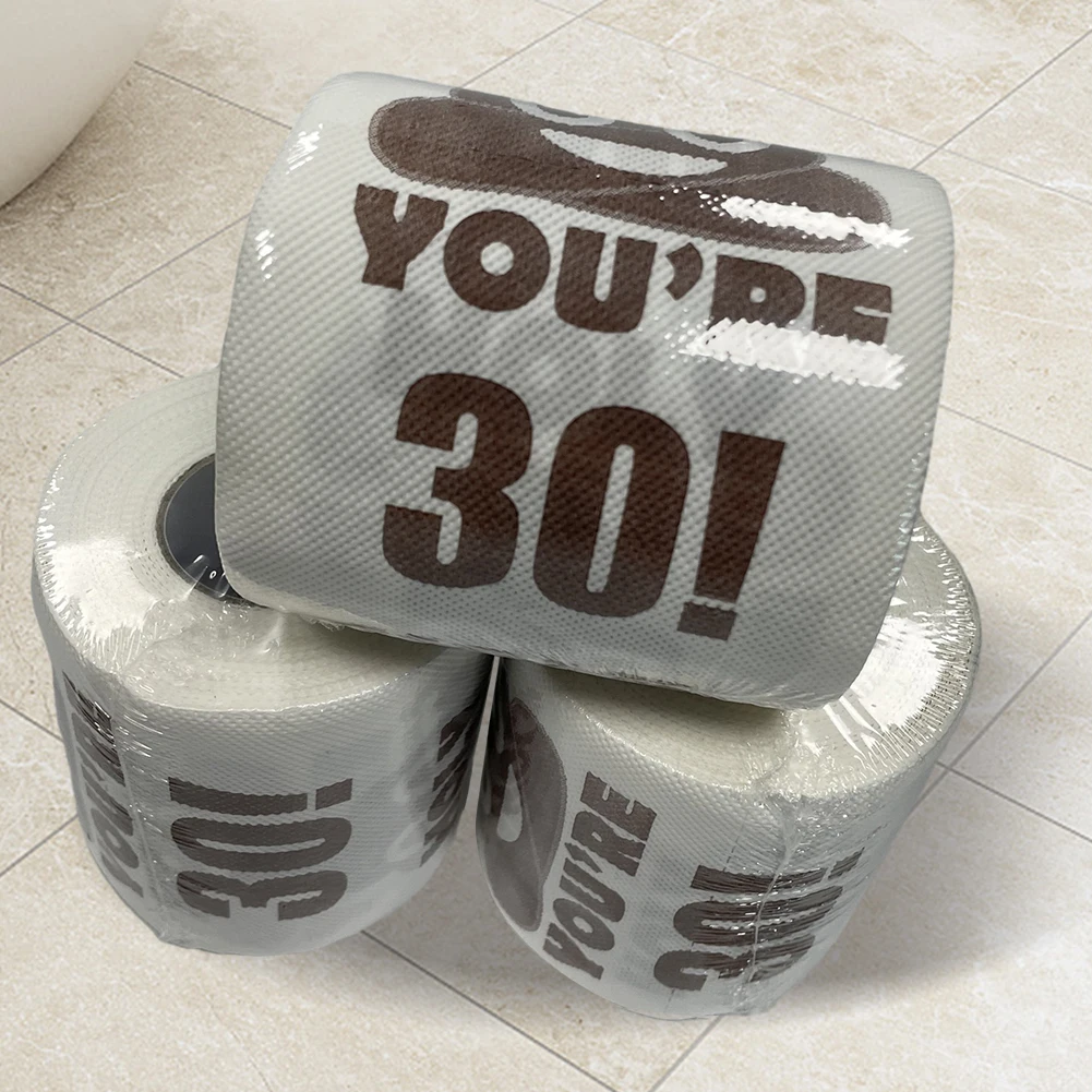 Poop Printed Happy Prank Toilet Paper 30st Birthday Decorations Toilet Paper Holy You're 30 Printed Party Supplies toilet roll paper