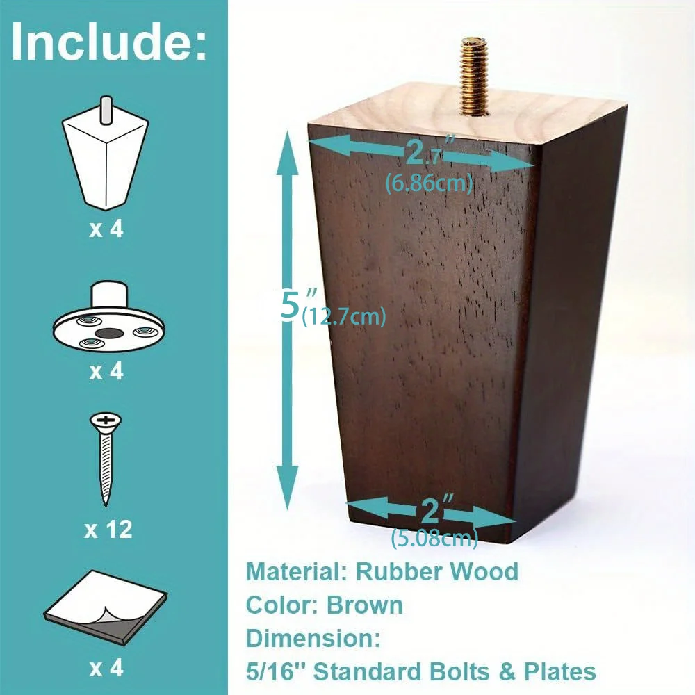 أرجل أثاث خشبي ، أرجل أريكة ، مربعة ، مسند ذراع ،...