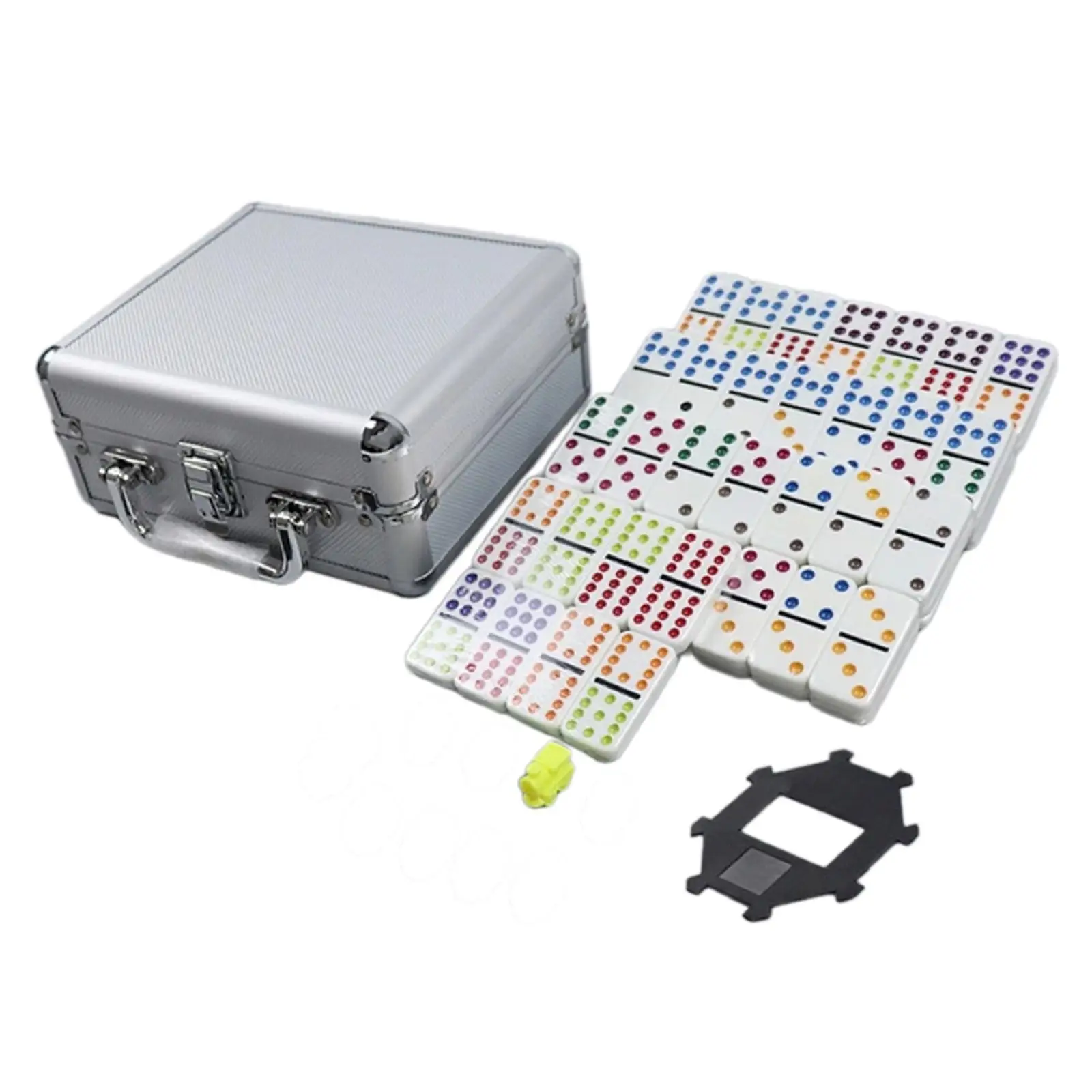 Mexican Train Dominoes Set Educational Toy 91Tiles with Aluminum Case Puzzle Game Classic Blocks Game for Travel Camping Adult