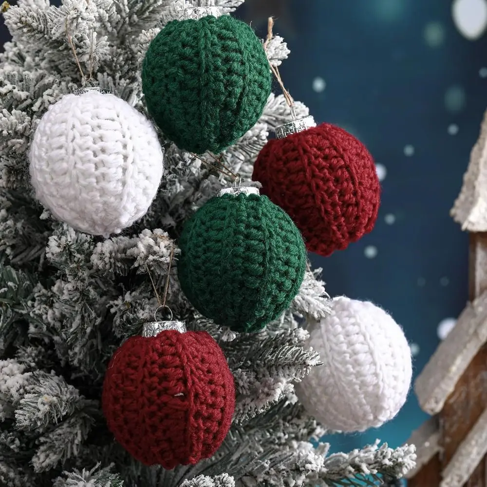 Handmade Wool Knitted Christmas Ball Decorations