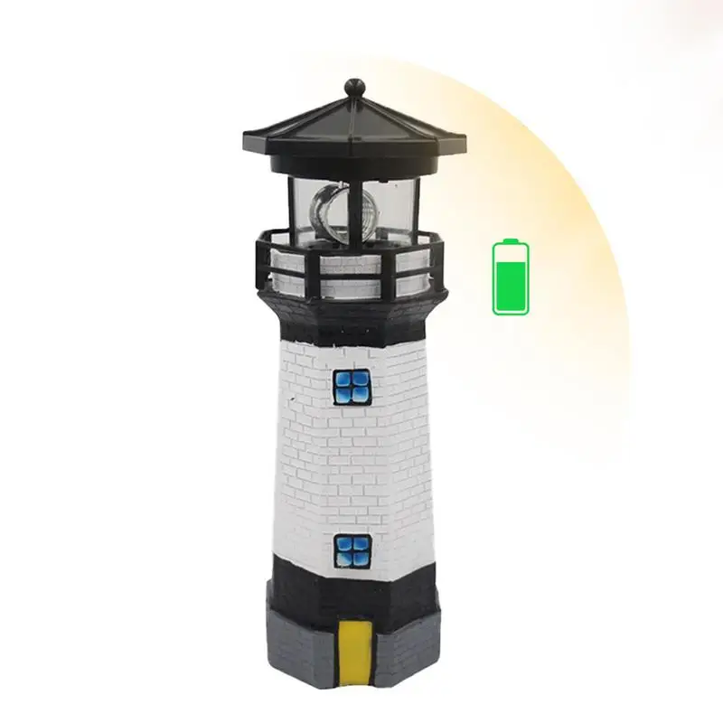 

Lighthouse Statue Shape Solar LED Light Rotating Outdoor Garden Lamp Waterproof Guide Light Landscape Decoration