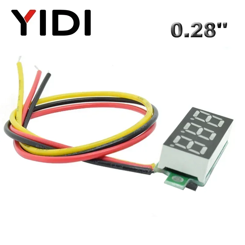 0.28 인치 DC 0-100V LED 디지털 전압계 DC2.5-30V 자동차 오토바이 빨간색 녹색 파란색 LED 전압 판독 교정 가능 테스터 미터