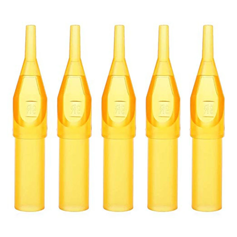 50/100pcs Assorted Disposable Yellow Tattoo Tips Plastic Tattoo Tips Nozzle Tube for Machine Needles Supply