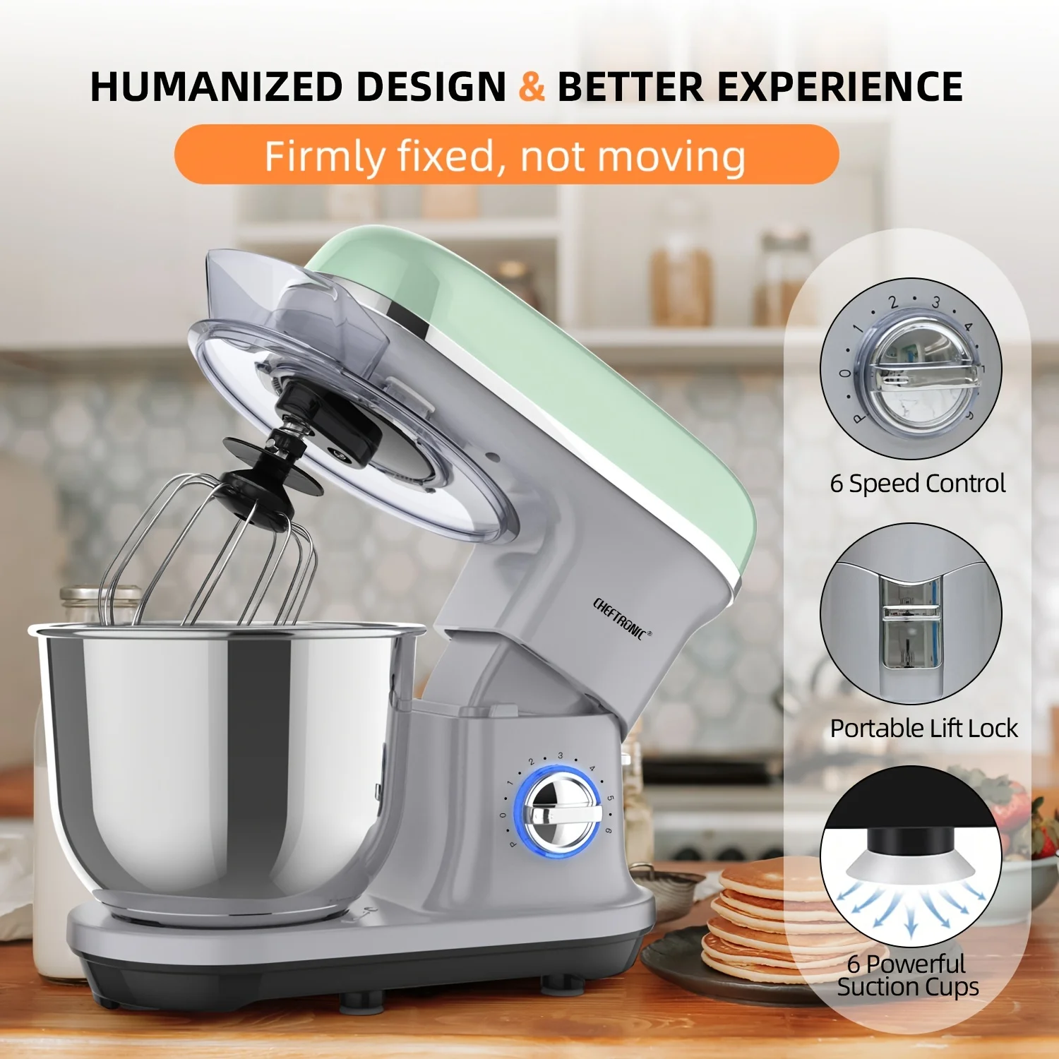 120V US plug CHEFTRONIC Stand Mixer, 5.5 Qt  Electric Household Stand Mixer - 500W 6+P Speed, blender machines,kitchen and home 3