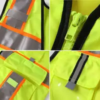 Unisex High Visibility Reflective Vest with Pockets and Zipper