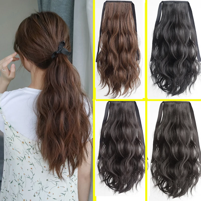 Synthetic low water ripple short ponytail wig female braided natural curly hair simulation hair short bandage style