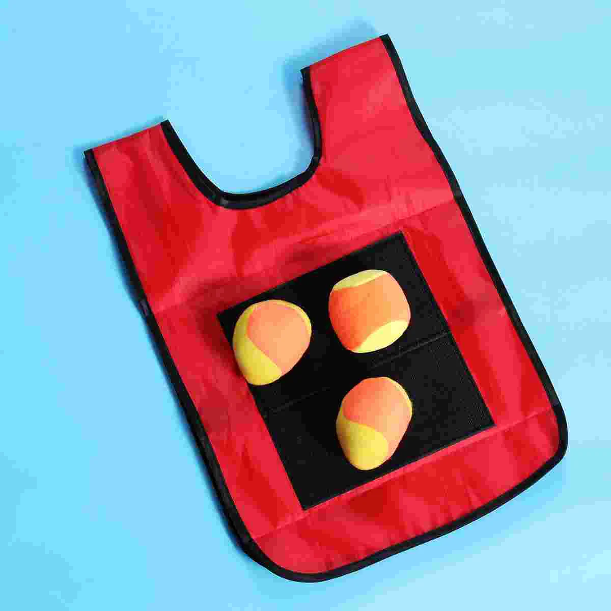 

Small Red Children Sticky Ball Vest Viscous Jersey Vest Game Props Adhesive Ball Vest with 3 Random Color Balls for Kids