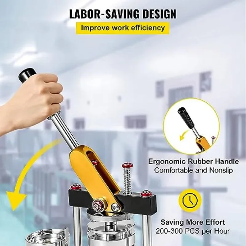Button Maker Machine 25 to 75 mm Badge Punch Press Kit Button Making Supplies with 100pcs Parts & Machine Circle Cutter