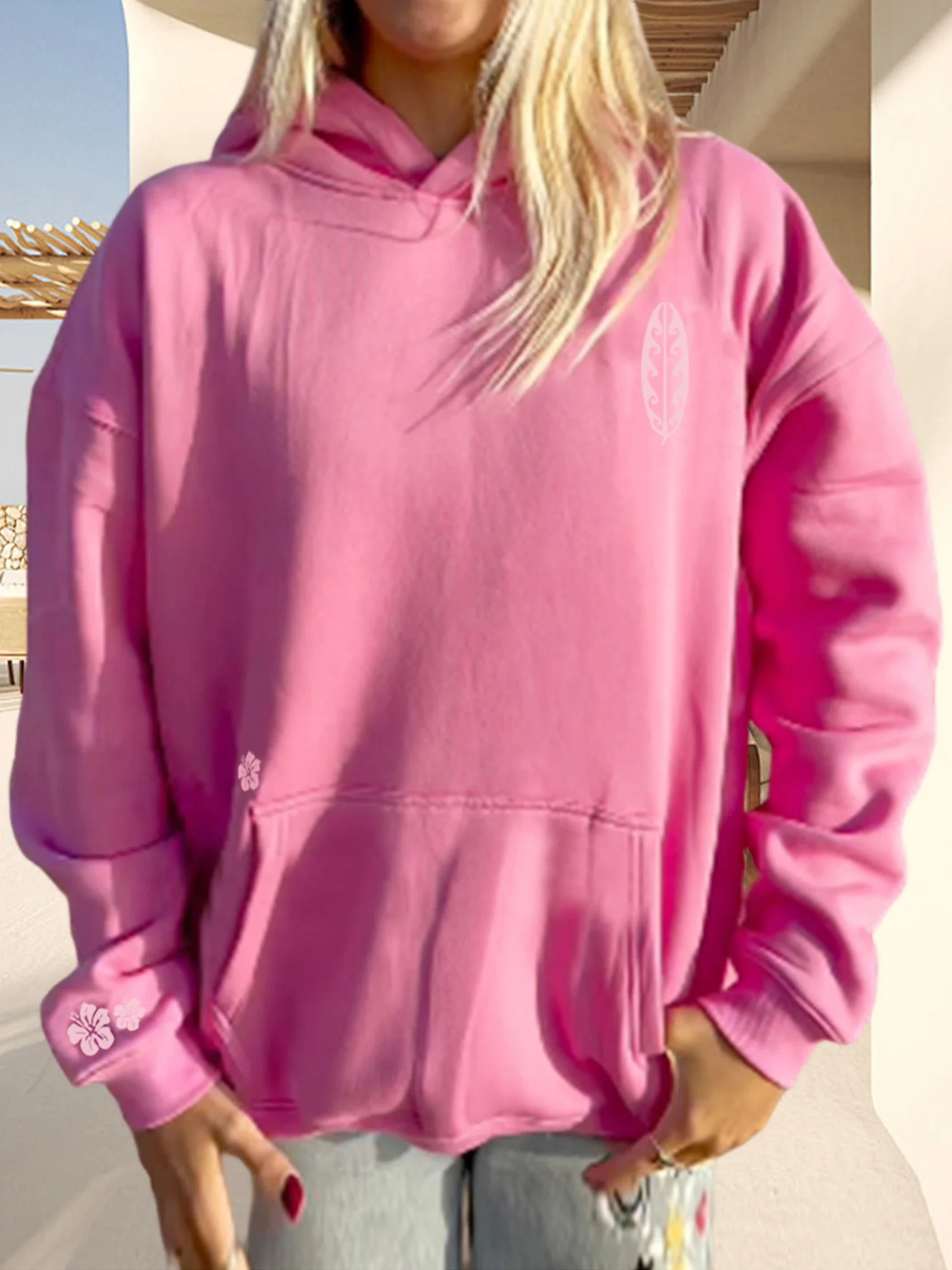 Women s Leopard Print Pullover Hoodie with Kangaroo Pocket Stylish Casual Long Sleeve Loose Hooded Sweatshirt