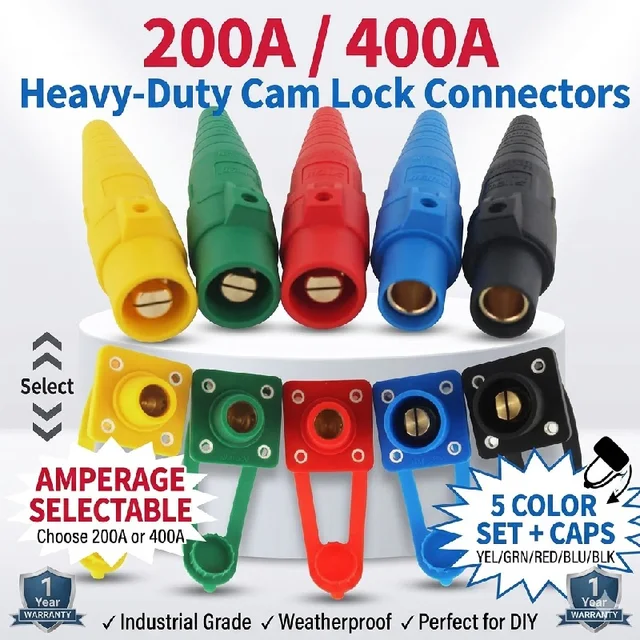 200A 400A Cam Lock Connector High Current Power Plug & Panel Socket Set 120-150mm2 Male Plug Female Socket High Power Connector 1