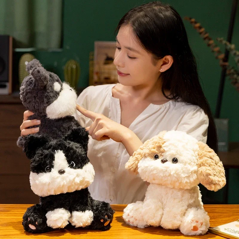 Cute Simulation Of Many Dog Plush Toys Delicate Soft Kawaii Schnauzer Dolls For Children And Girlfriends Birthday Gifts