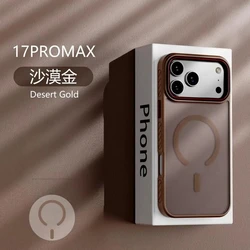 Frosted Matte Translucent Magnetic Phone Case with Magsafe Compatibility - Shockproof Design - iPhone 17 Pro (Gold)