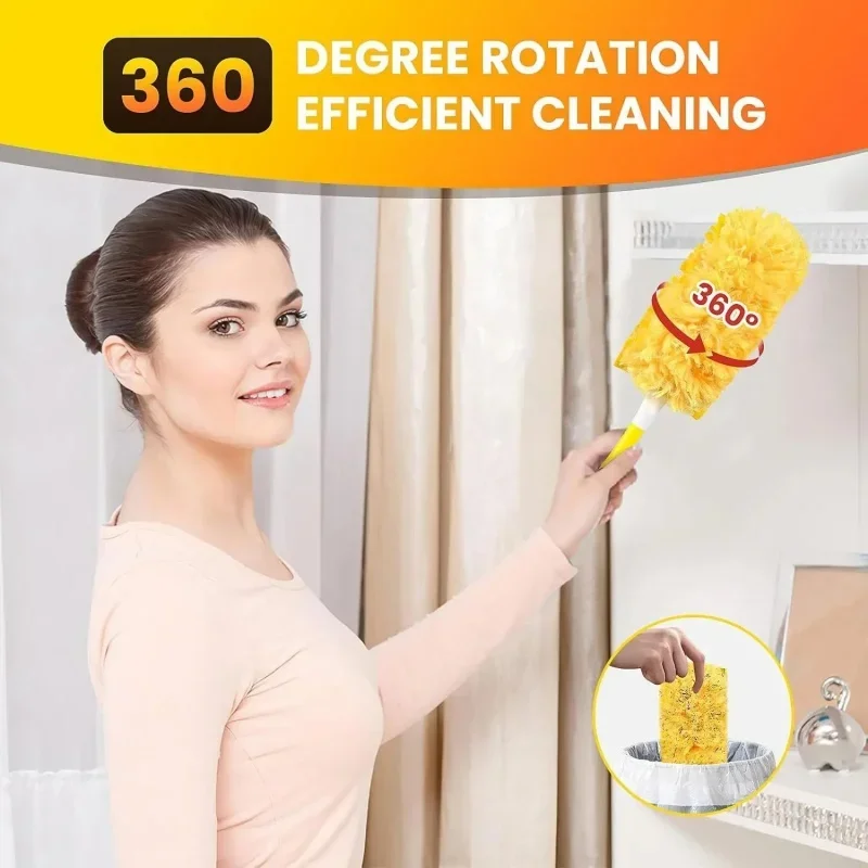 Disposable Feather Duster 10-40PCS Dual Sided 360&deg; Dusting Head For Cleaning Dust Cobwebs Home and Car