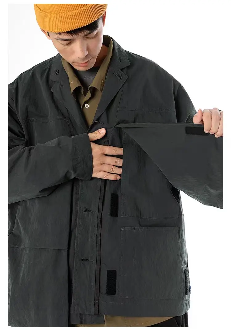 TMCAZ deformation layer multipocket jacket loose silhouette large front pockets light vintage effect gorpcore urban outdoor