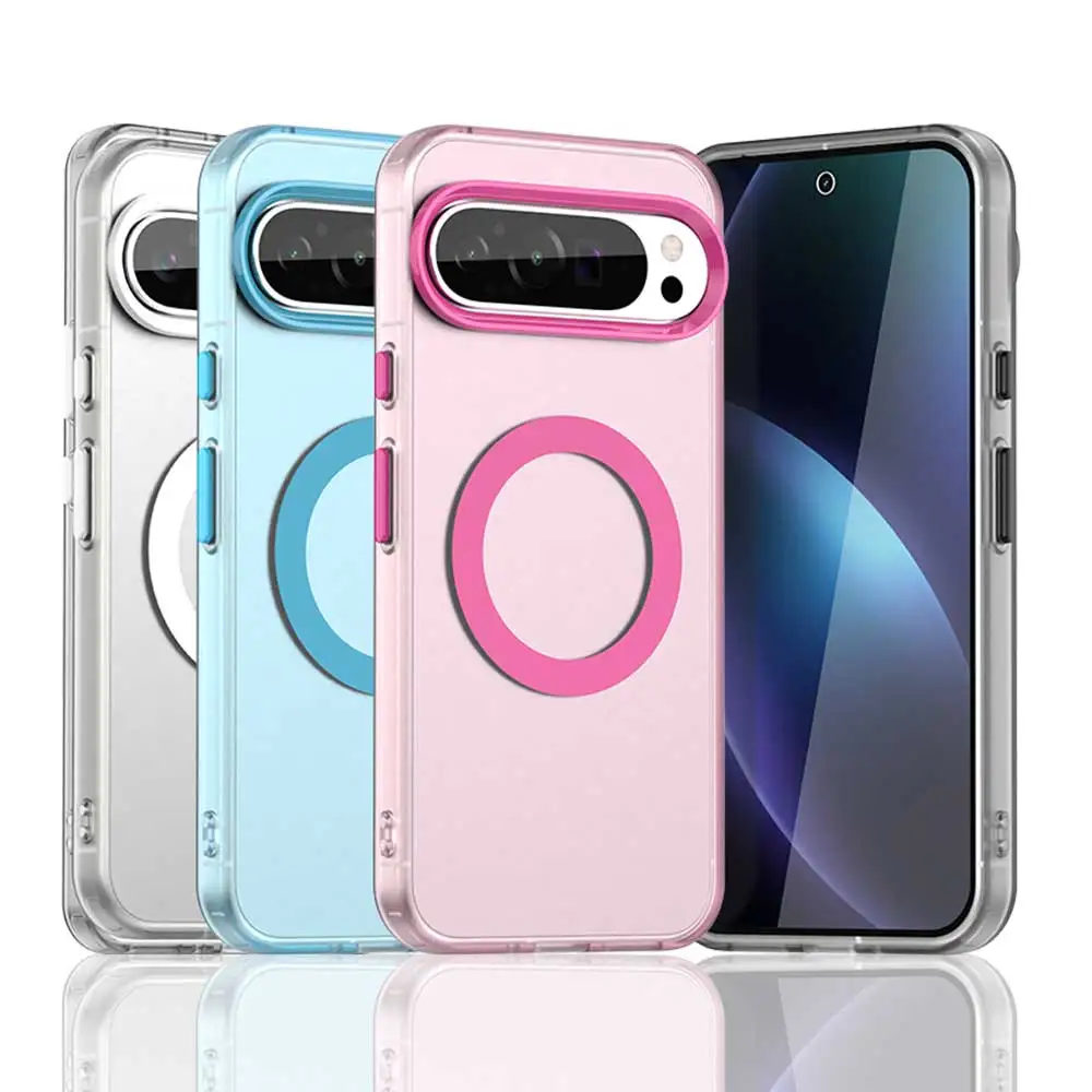 Vibrant Frosted Magnetic Clear Case with Wireless Charging and Shockproof Protection