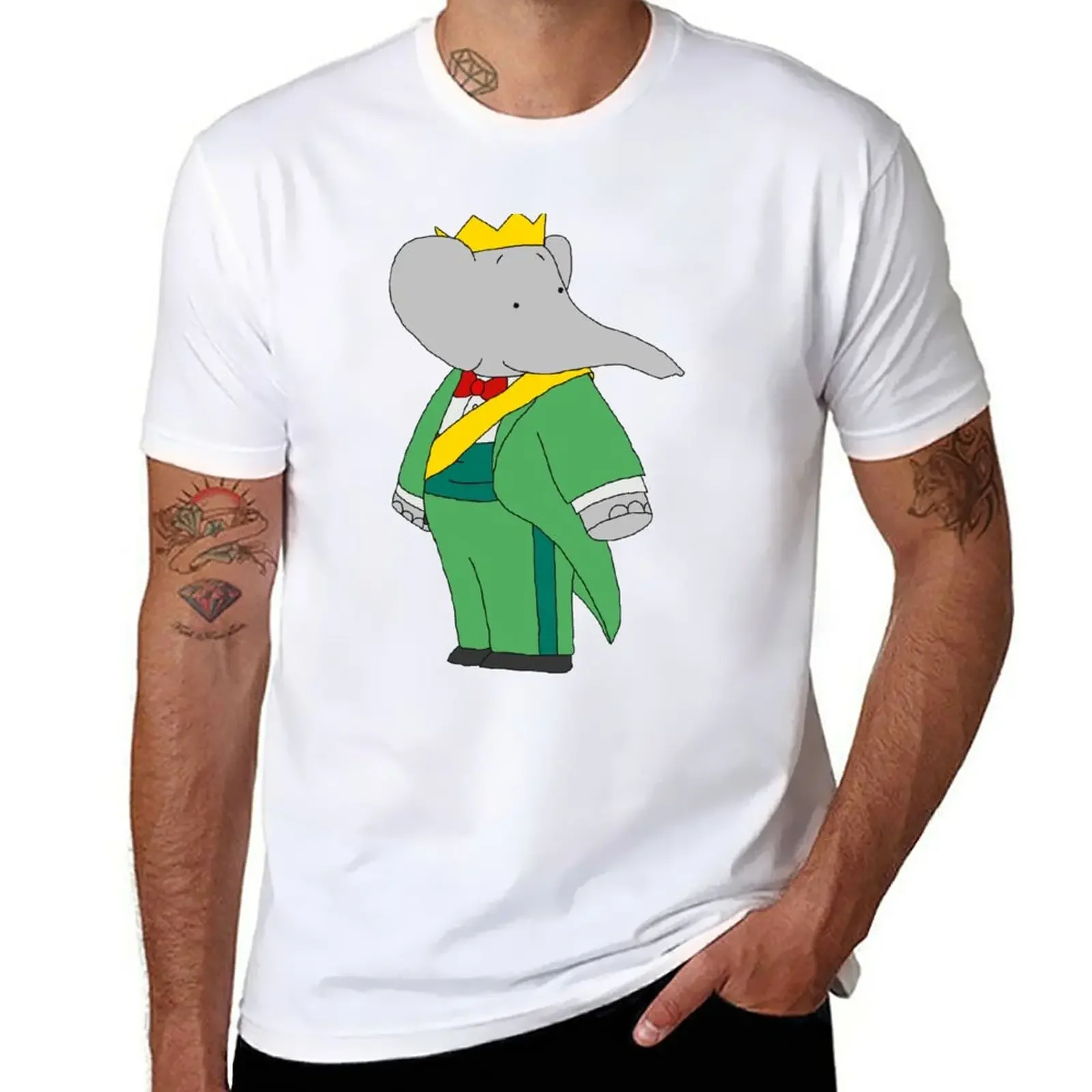 Babar The Elephant King T-Shirt Blacks Top T-Shirt Da Uomo
