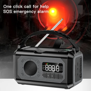 12000mAh Emergency Radio Multifunction Radio Hand Crank Solar AM/FM/NOAA Weather Radios with LED Flashlight Power Bank Charger 2