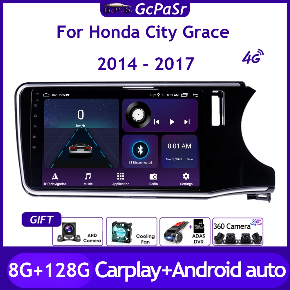 Автомагнитола мультимедийный видеоплеер для Honda City Grace 2014-2017 головное устройство