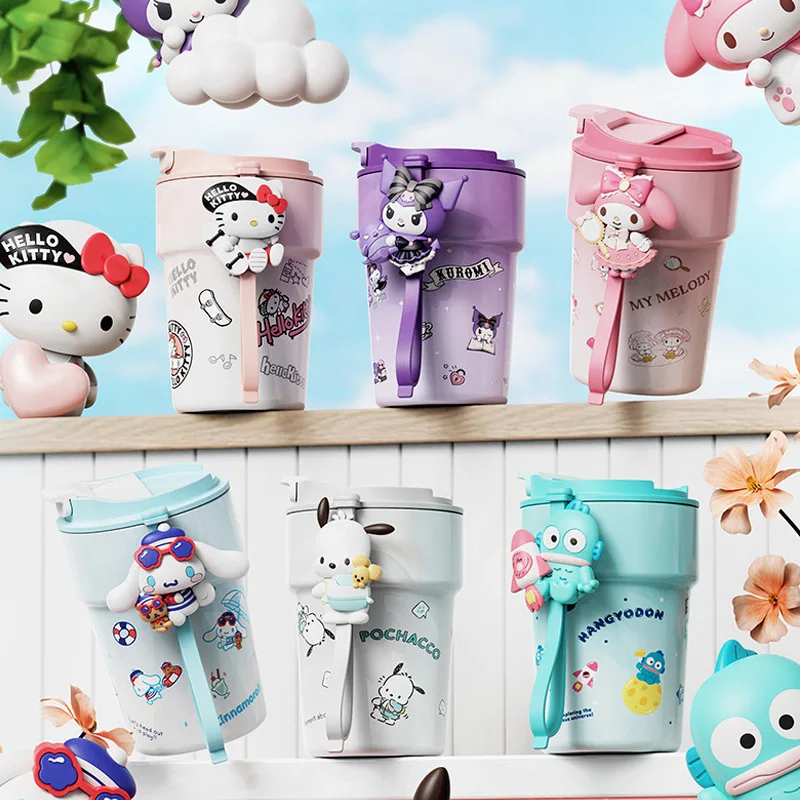 

Sanrio Hello Kitty Coffee Cup Kawaii Cinnamoroll Thermos Cups Cartoon Kuromi Pochacco Water Cup Water Bottle Juice Cup Kid Gift