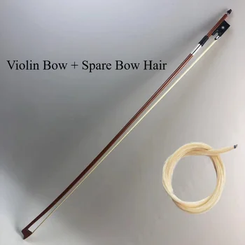 Un set di archi per esercitazioni di violino con coda di pesce in ebano, adatti per violini, inclusi l'arco e l'arco aggiuntivo per capelli con fiocco a coda di cavallo