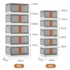 Simple Home Furniture Kitchen Cabinets Plastic Tableware Storage Box Folding Design High Capacity Microwave Shelf Cabinets 6