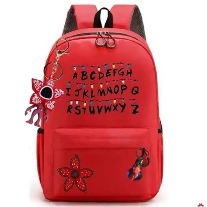 New 24 Alphabet Printed Backpack Cute TV Carnivorous Plant With Pendant Schoolbag Big Space For Boy And Girl Back To School Gift 4