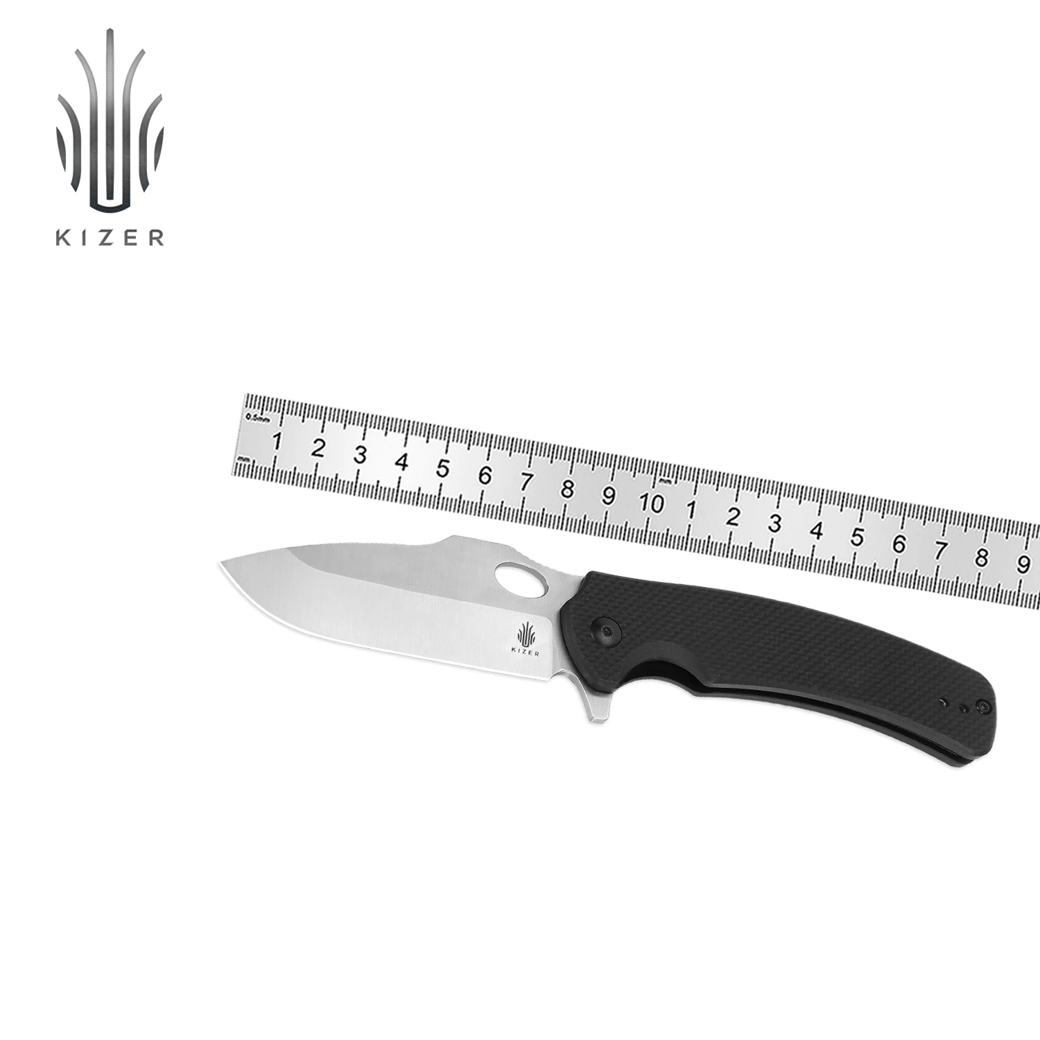 KizerFoldingKnifeSubmarineL3005A12023NewBlackG10Handlewith