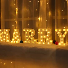 

22CM DIY Luminous Lights LED Letter Night Light Creative Letters Alphabet Number Battery Lamp Romantic Party Decoration