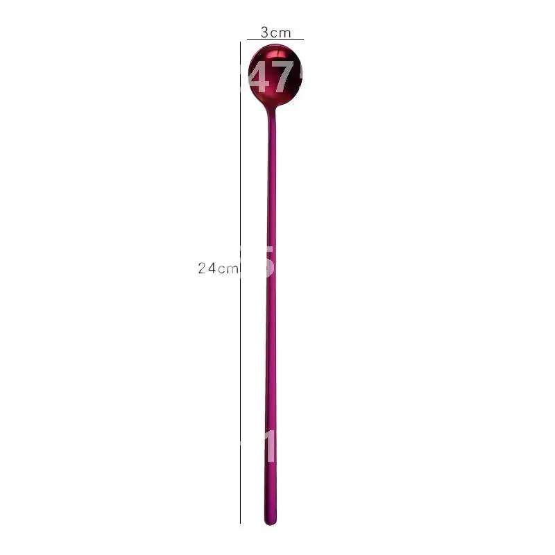 

Eco-Friendly Kitchen Supplies Long Handle Stainless Steel Tableware Rainbow Color Coffee Tea Stir Spoon Ice Cream Dessert Spoons