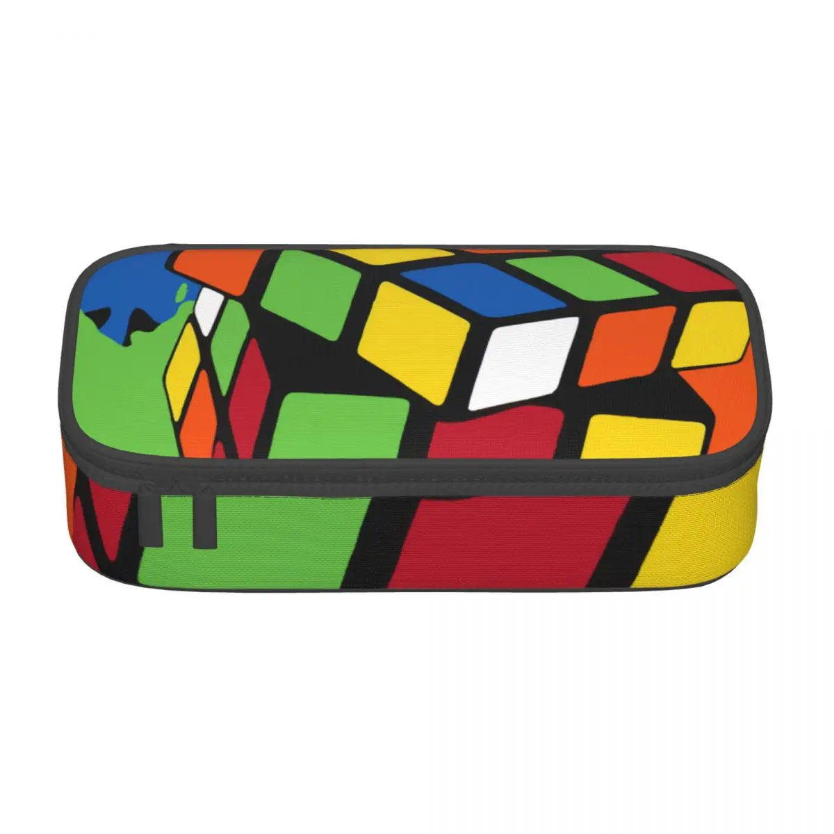Kawaii Melting Rubiks Cube Pencil Cases for Girl Boy Large Storage Geometric Math Magic Pencil Pouch Stationery