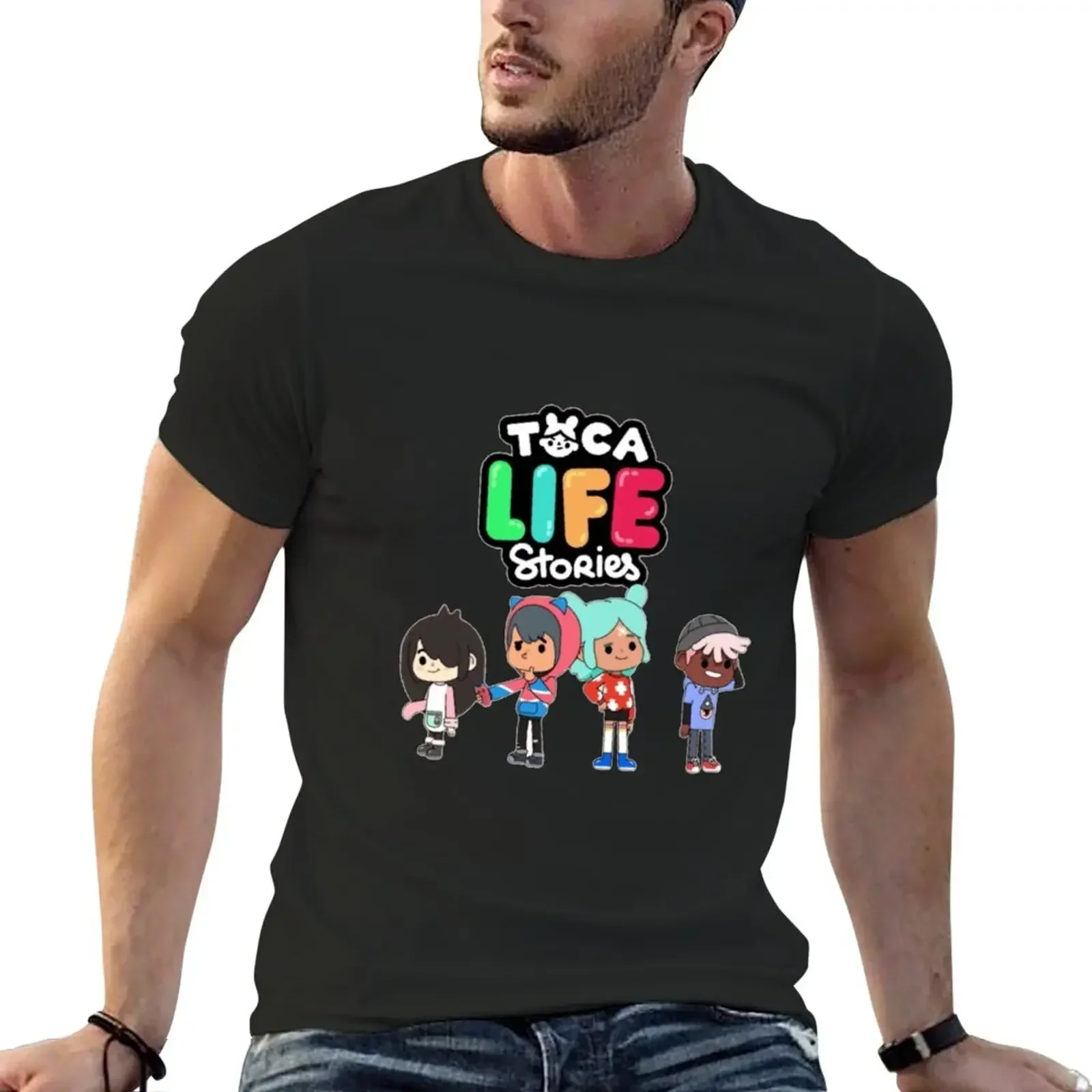 Toca Boca Stories For Kid-T-Shirt Plain Anime Summer Tops Fruit Of The Loom Magliette Da Uomo
