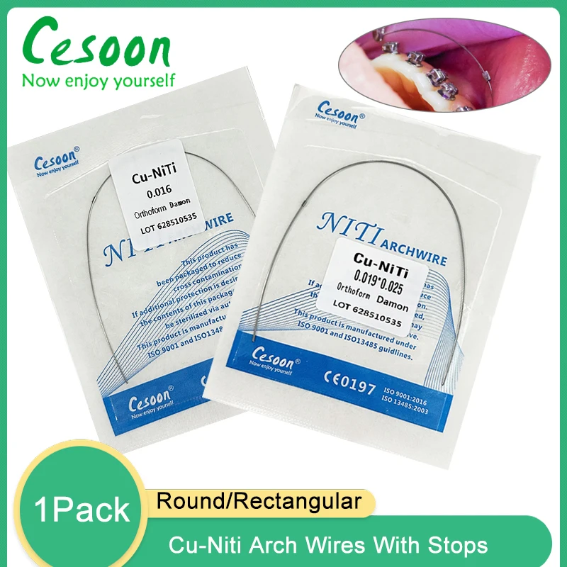 

1Pack Dental Cu-Niti Arch Wires With Stops Super Elastic Copper 35˚ Nickel Titanium Round/Rectangular Ortho Archwires For Braces