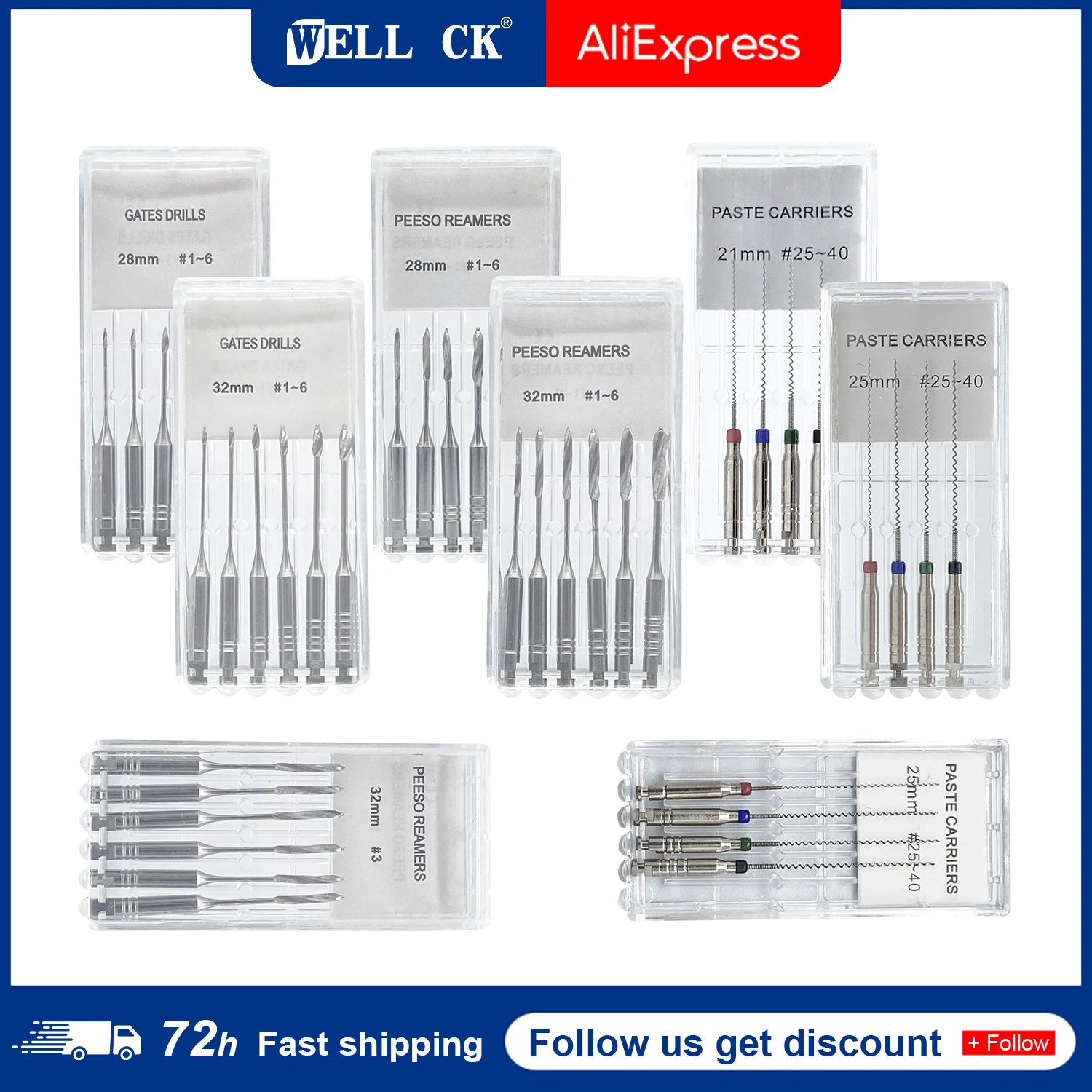 6psc Dental Endodontic Drill Gates Glidden Peeso Reamers Rotary Paste
