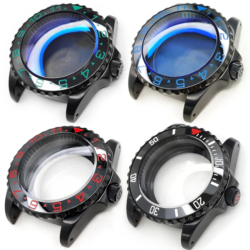 3'O Clock Sub Watch Case Set Acciaio Inossidabile Lucido Per Seiko Skx007 Nh35/36 Movimento Cornice In Vetro Minerale Inserto Corona