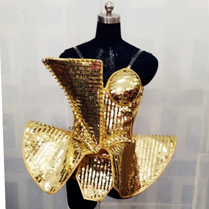 

Women Singer Dancer Exaggerated Dance Costume Gold Silver Sequins Bodysuit Bar Nightclub Performance Sexy Stage Wear