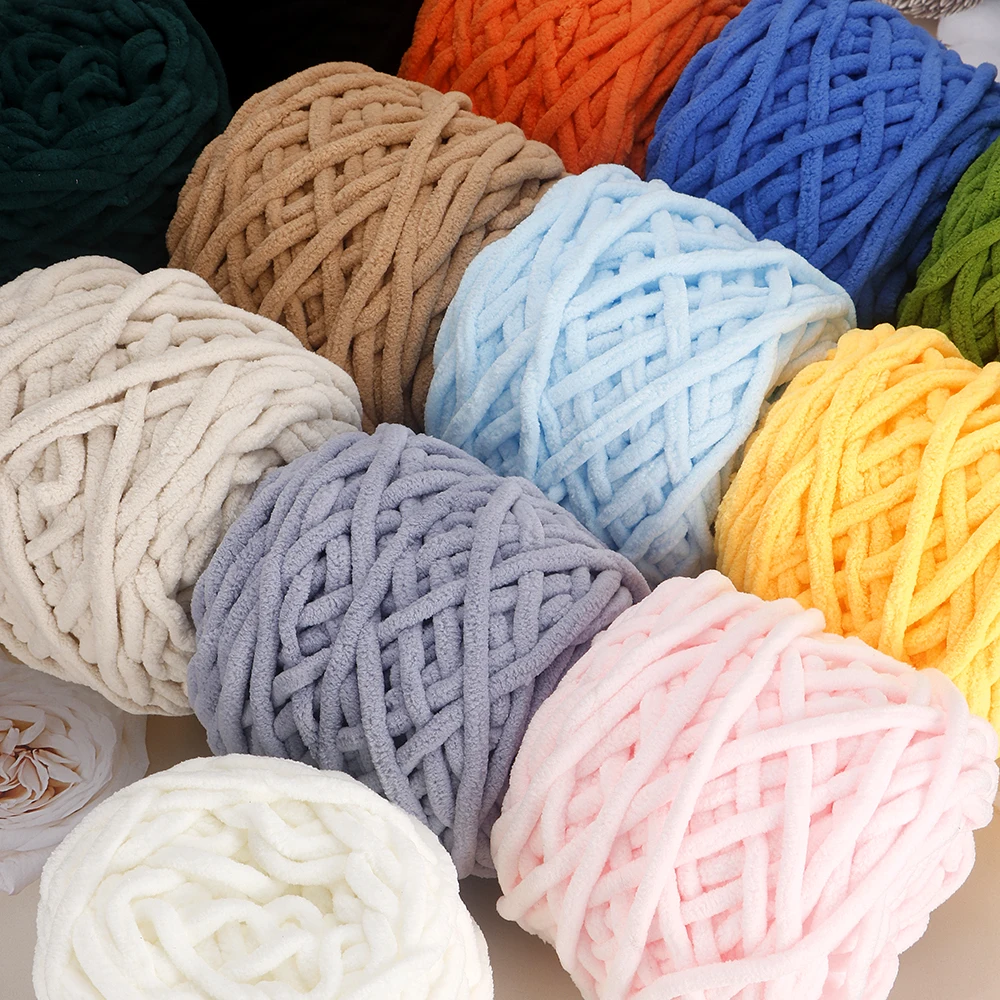 QJH 5 Pcs Chunky Chenille Yarn (95g/3.35oz), Worsted Yarn for DIY Crocheting Hand Knitting Blanket, Sweater Shawl Scarf Gloves 2