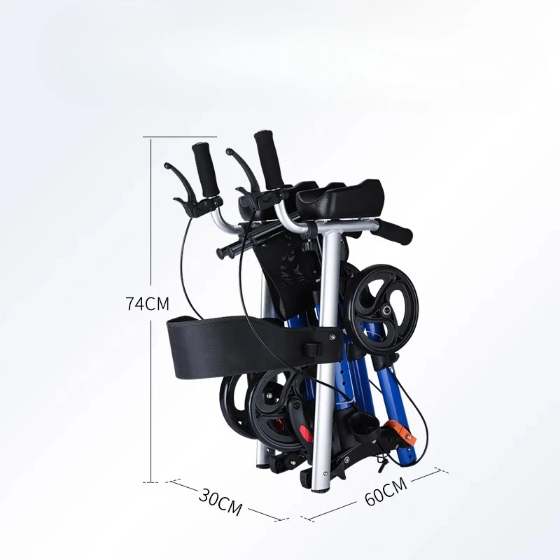 Foldable Walker with Seat & Adjustable Height-Mobility Aid Push Cart for Elderly, Portable Assistive Walking Support Rollator