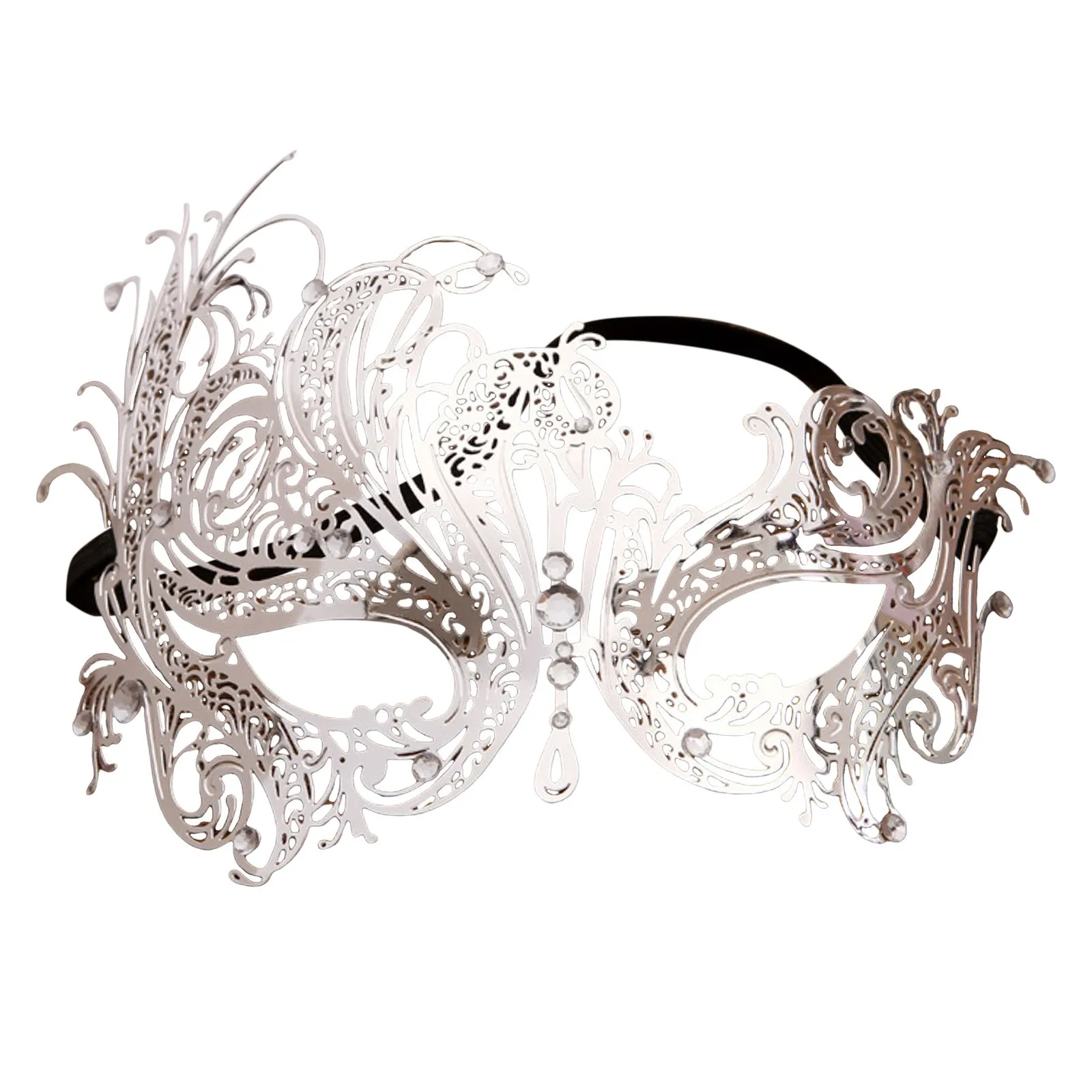 Black Gold Skull Metal Mask Halloween Rhinestone Half Face Venetian Masquerade Men White Women Skull Party Mask Party Applies