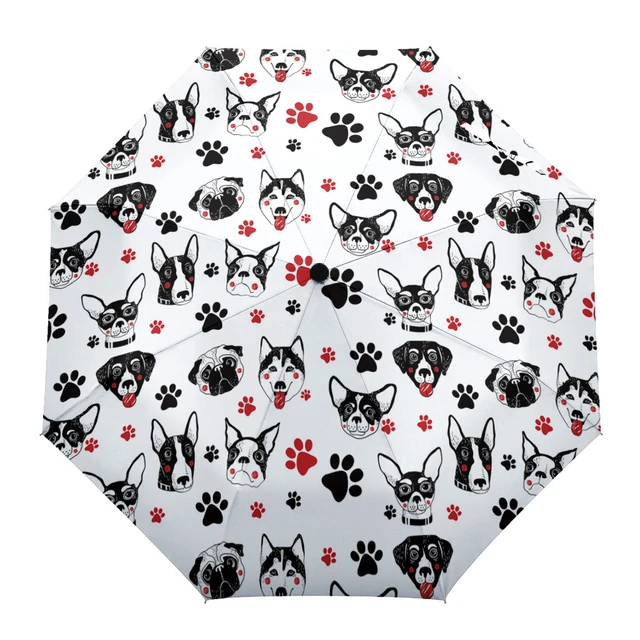 Pet Footprint Chihuahua Husky Dane Custom Automatic Umbrellas for Women Male Windproof Folding Rain Umbrella Parasol - AliExpress