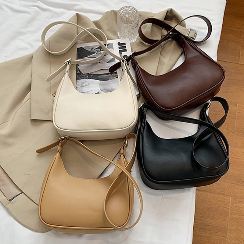 Fashion Shoulder Bags for Women 2023 Casual Crossbody Bags for Women PU Leather Solid Color Simple Handbags Women'S Bag