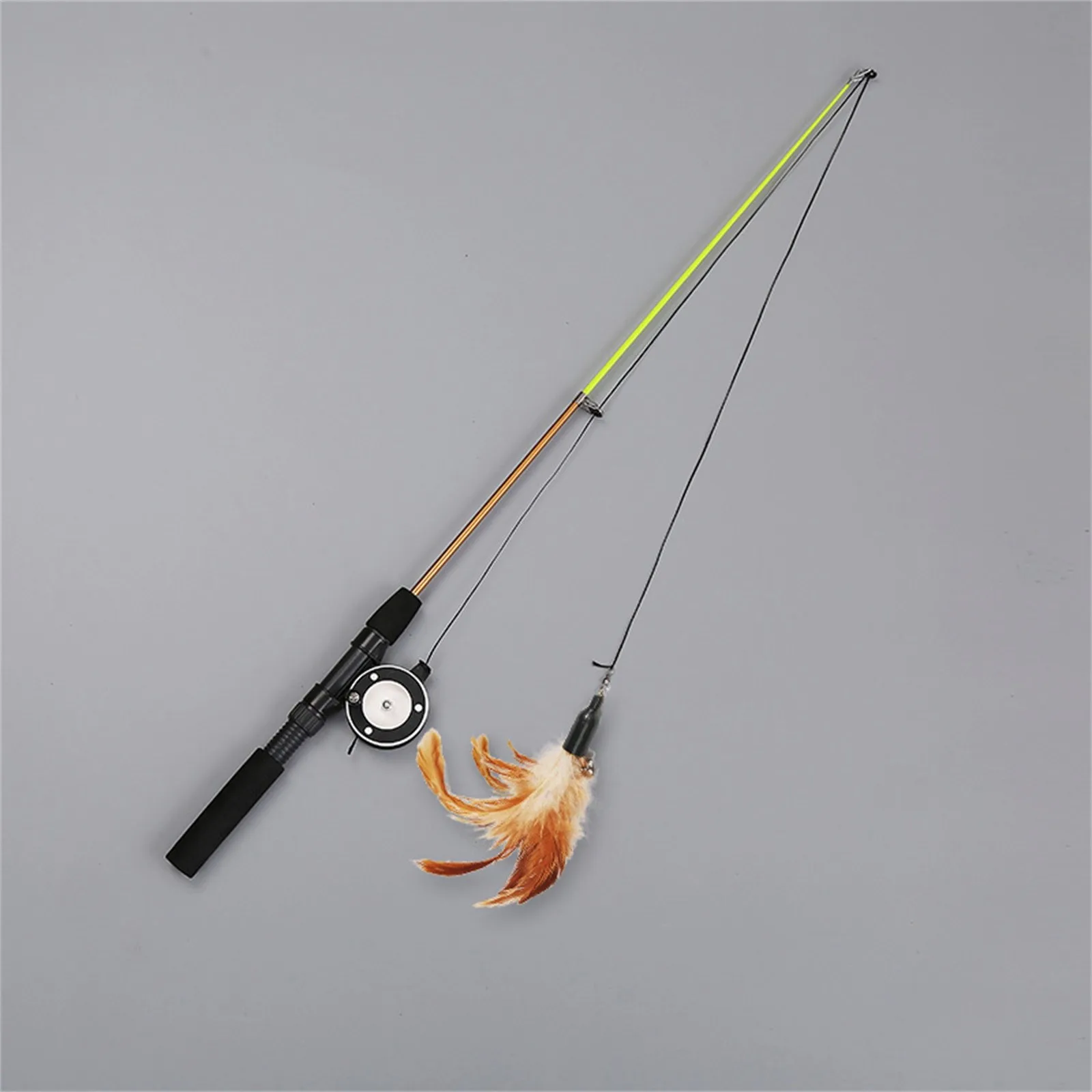 Rod Cat Toy Pulley Telescopic Fishing Rod Cat Toy Manual Reel Design  Lifelike Fish Design To Use For Kicking For - AliExpress