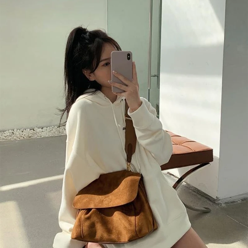 Woman Frosted Leather Bag Crossbody Bag Autumn Winter Bag Shoulder Bags Tote Large Capacity Casual Bags