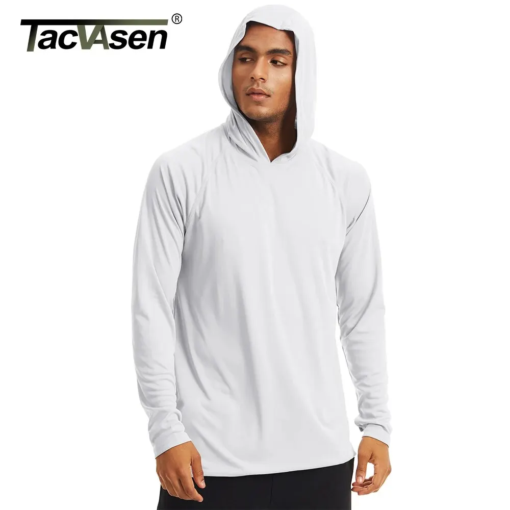 Sport T Shirt TACVASEN Summer UPF50+ Performance Hiking Mens Long Sleeve Sun Protection Running Quick Dry Hoodie Pullover Tops