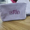 Personalized Seersucker Makeup Bag, Embroidered Name Seersucker Bag, Personalized Wash Bag, Wedding Bridesmaid Gift Makeup Bag 3