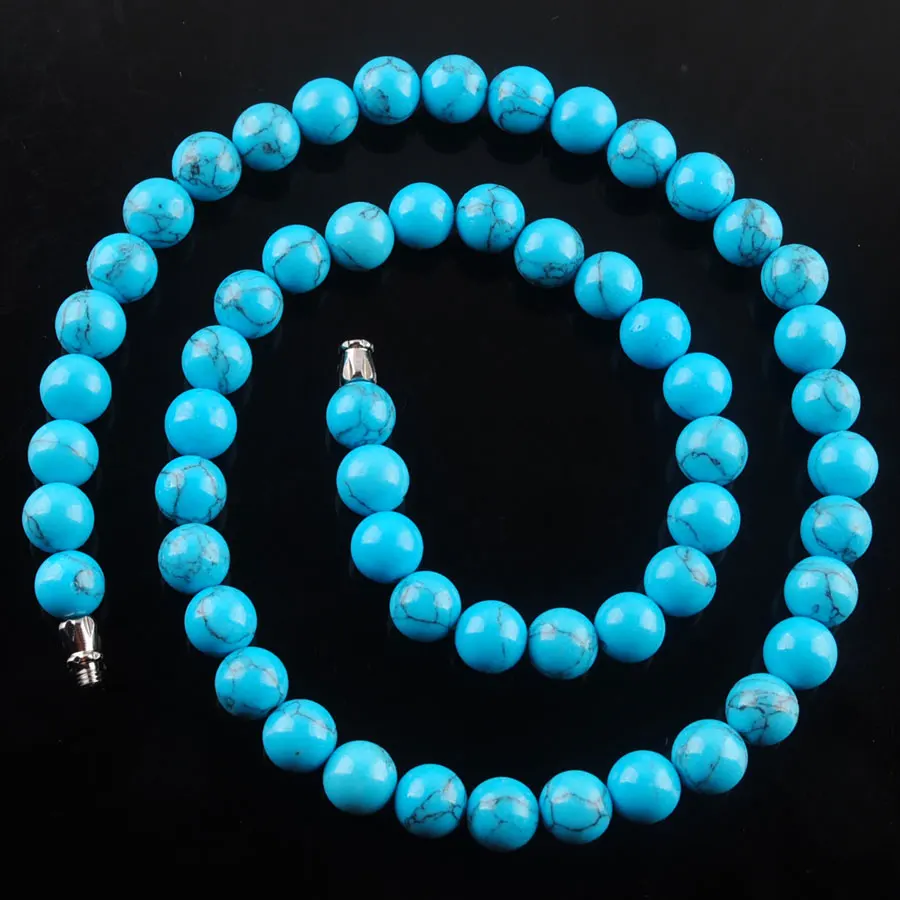 WOJIAER Natural Stone 8mm Round Beads Necklaces For Women's Female Energy Nepal Jewelry Gift BF302