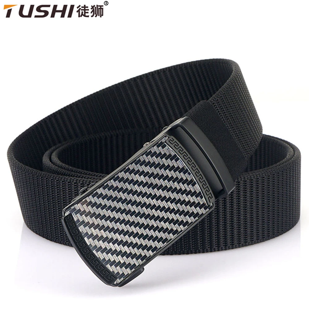 TUSHI Men’s Automatic Nylon Belt Male Army Tactical Belt for Man Military Canvas Belts High Quality Jeans Fashion Luxury Strap