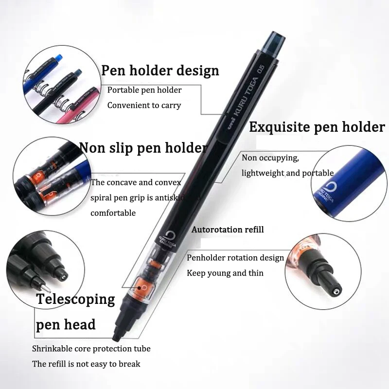 UNI Mechanische Bleistift Rotation Spitze 0,5 MM Versenkbare Blei Automatische Bleistift Student Schreibwaren Kuru Toga Skizze Zeichnung Schreiben