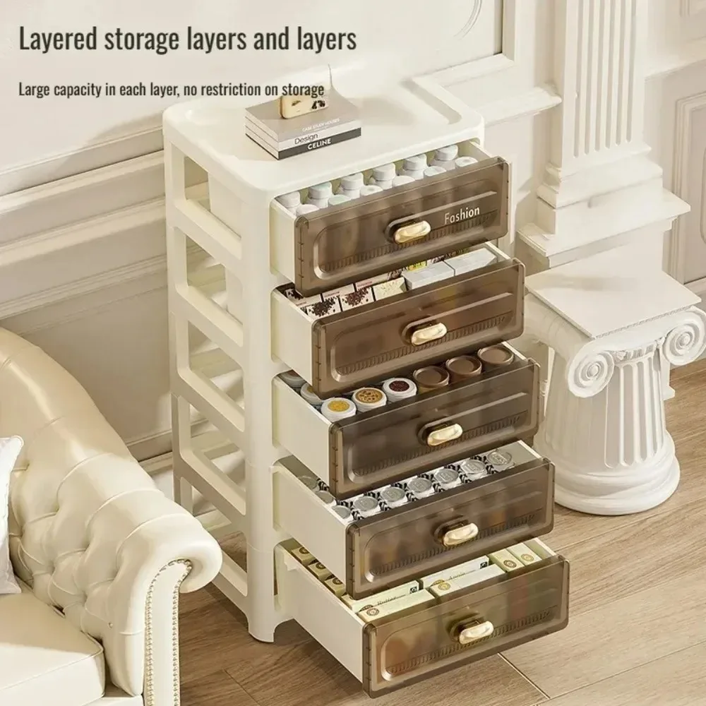 Home Minimalist Storage Cabinet Multi-layer Drawer Style Storage Cabinet Snack Storage Cabinet Home Storage Cabinet with Pulley - Image 4